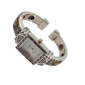 NWT Envision Studio Silver Filigree Abalone Cuff Watch MOP Dial SPK1156